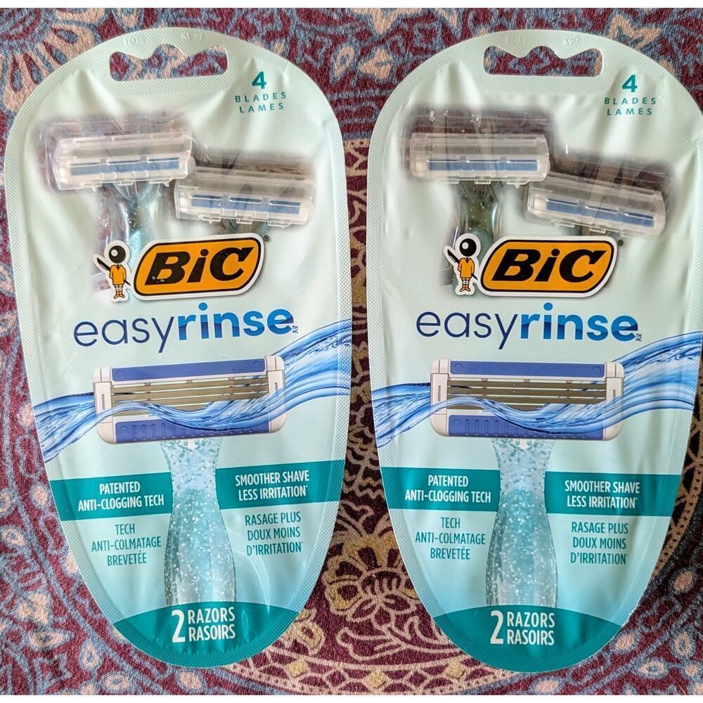 (2) BIC Easy Rinse Women's Disposable 4-Blade Razors-2ct. Each